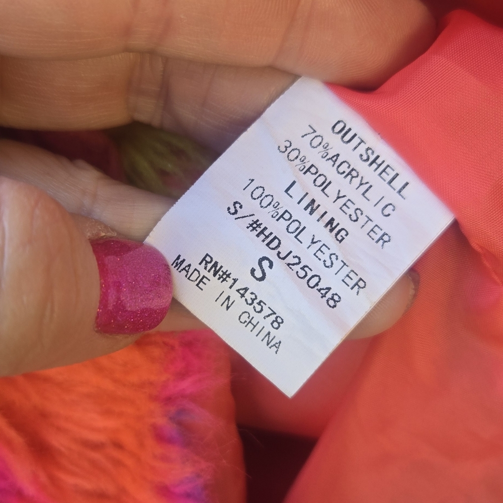 Hot & Delicious Vibrant Multicolor Faux Fur Zip Jacket - Neon Rainbow - Picture 8 of 9